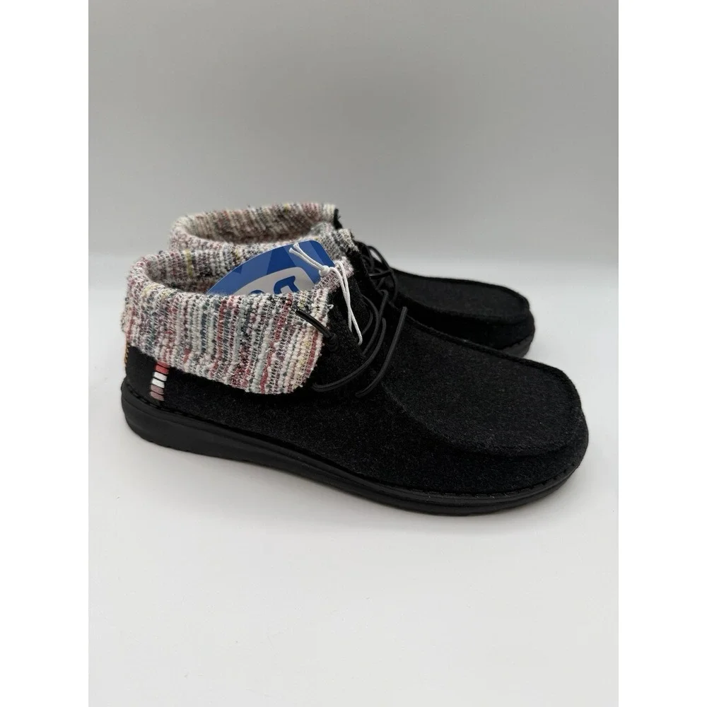 Hey Dude Wendy Fold Youth Baja Black Slip On,Youth YT 5,EU 37, NWOB